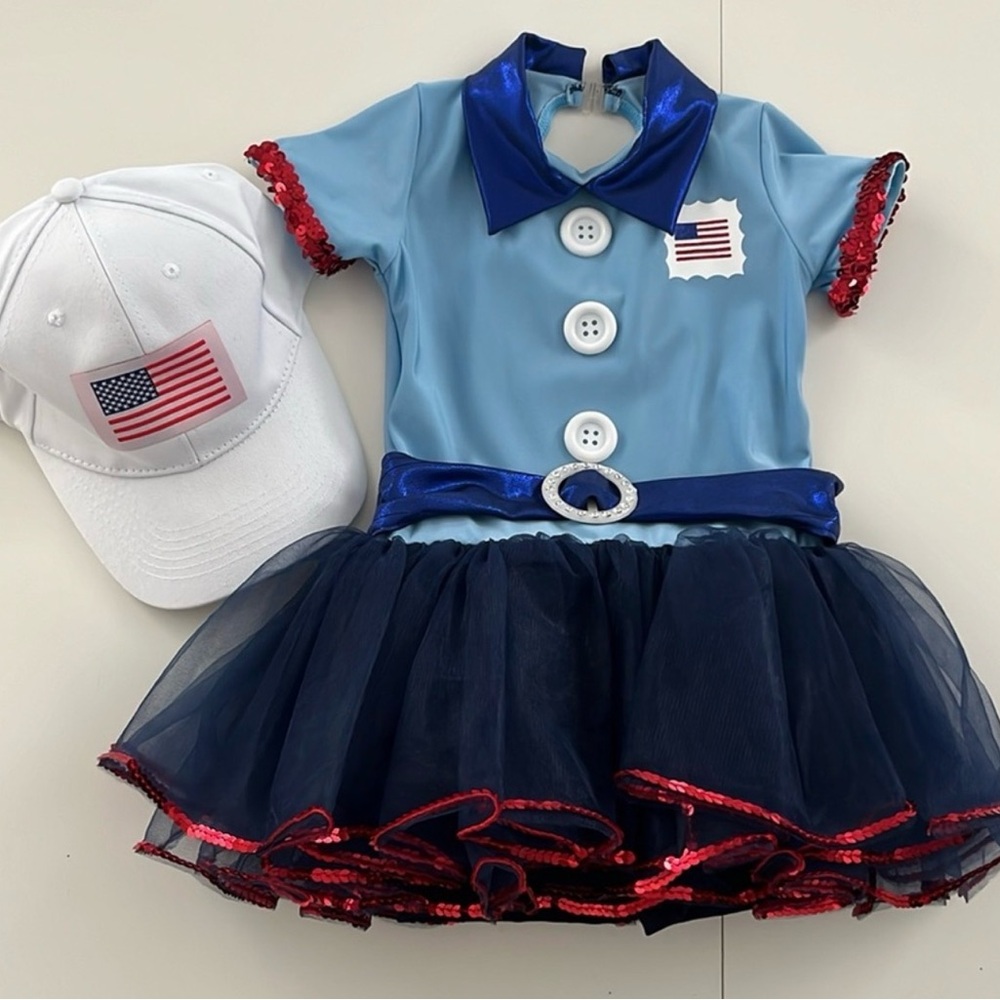 Weissman Light Blue and Navy Patriotic Girl's Costume with White Cap